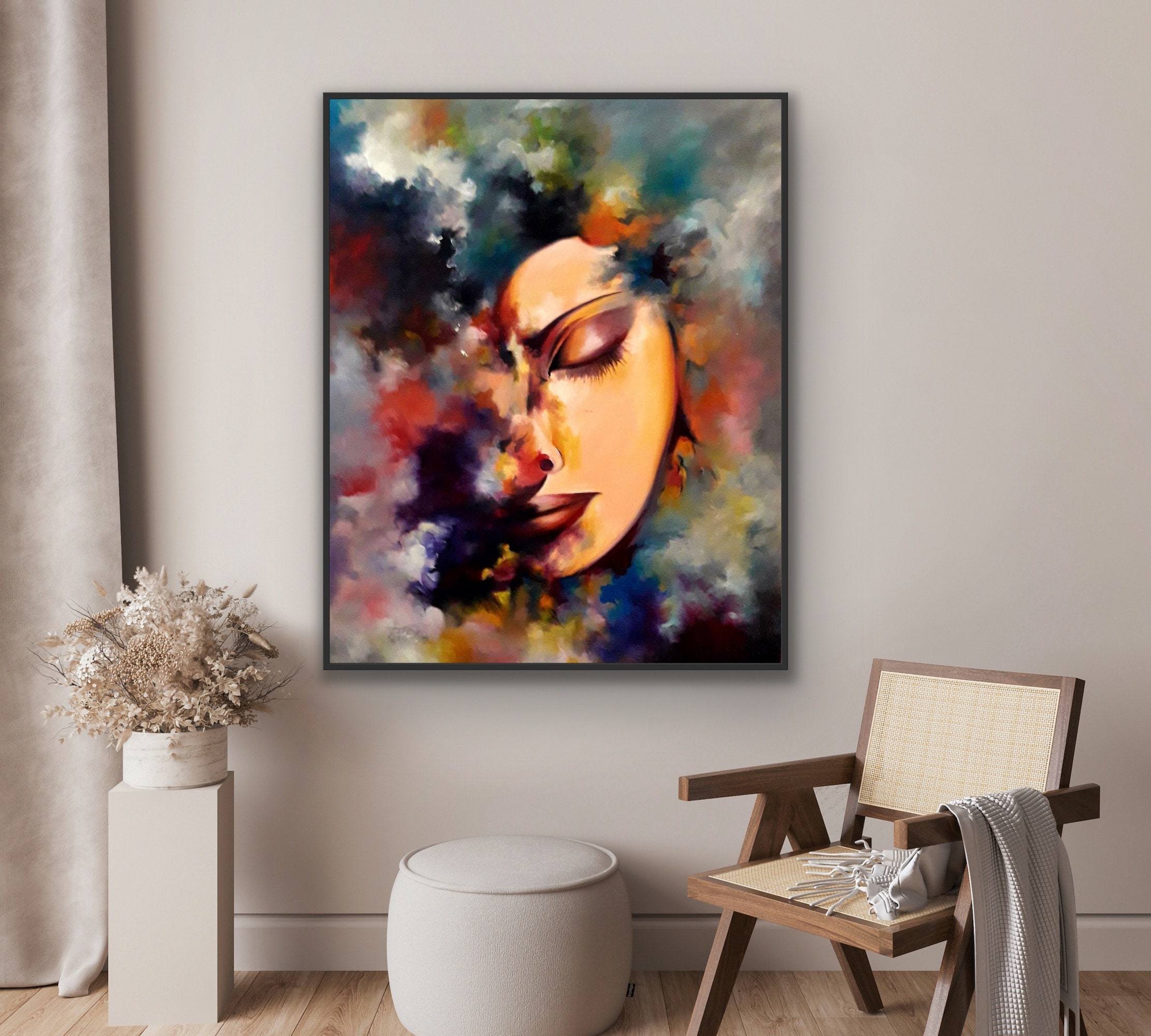 Oil Painting on Canvas, Woman Face Abstract Portrait, Modern Oil ...