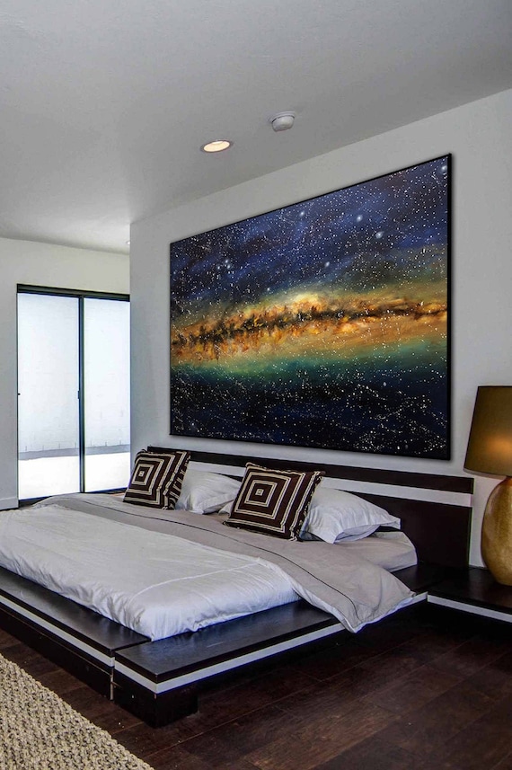 Galaxy Painting on Canvas Hand-painting Oil and Acrylic Milky Way Art Handmade by Professional Artist - Oil Painting