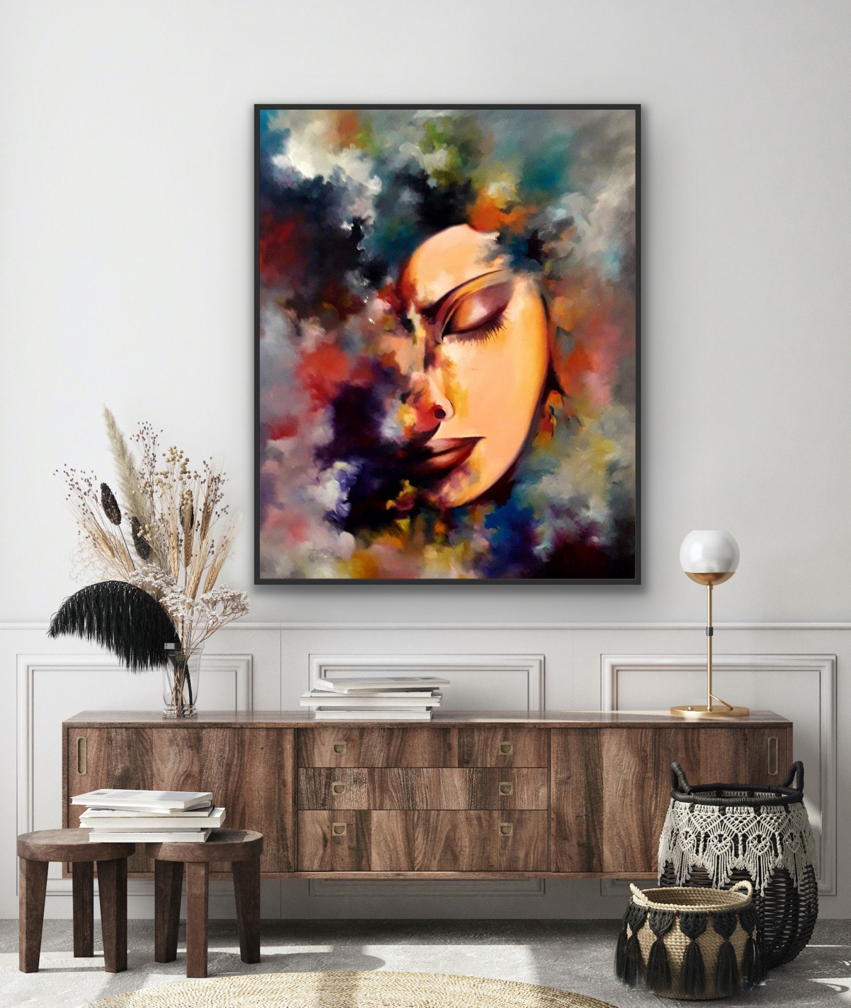Oil Painting on Canvas, Woman Face Abstract Portrait, Modern Oil ...