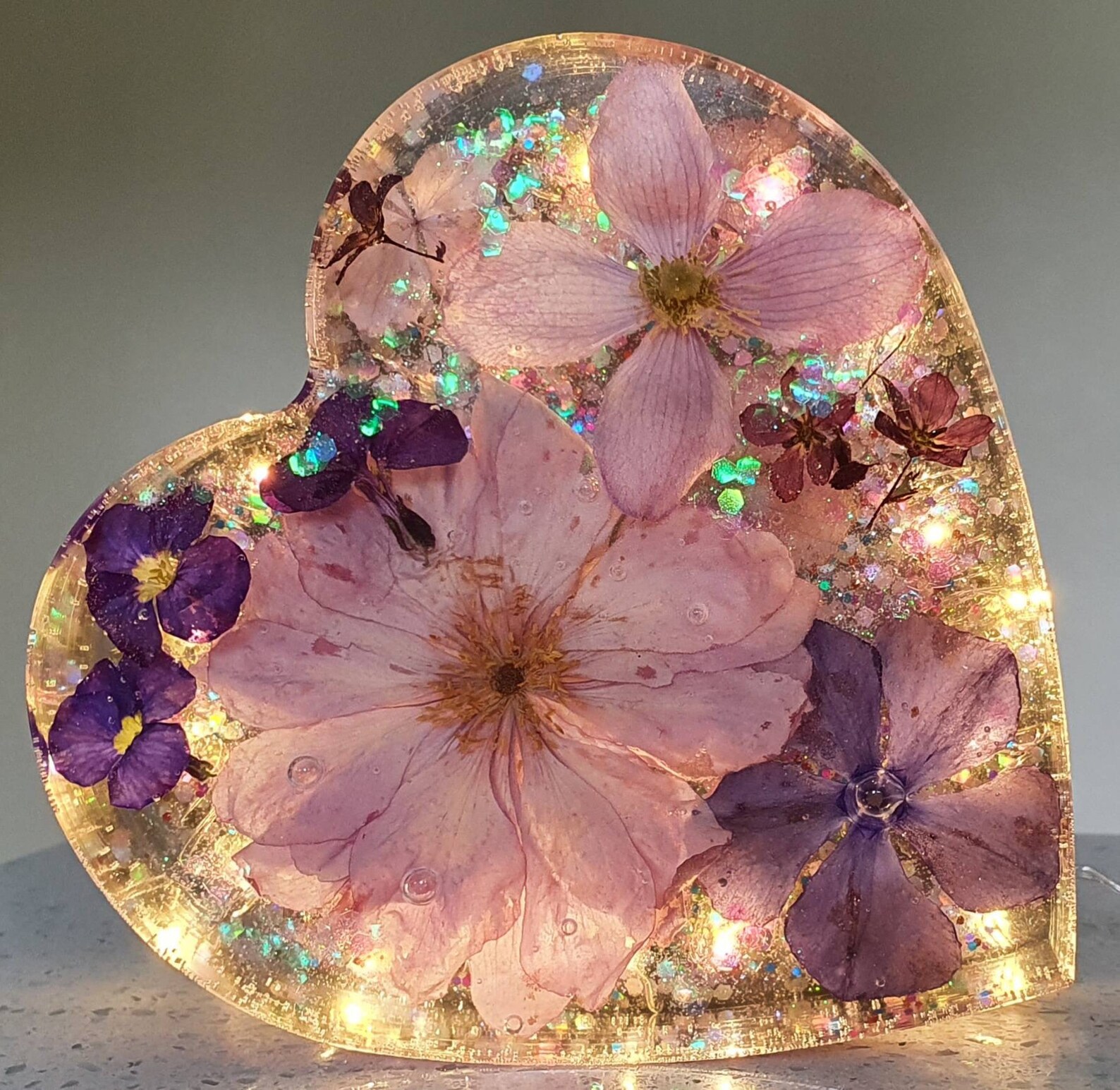 Personalised Heart Lamp with Lights Etsy