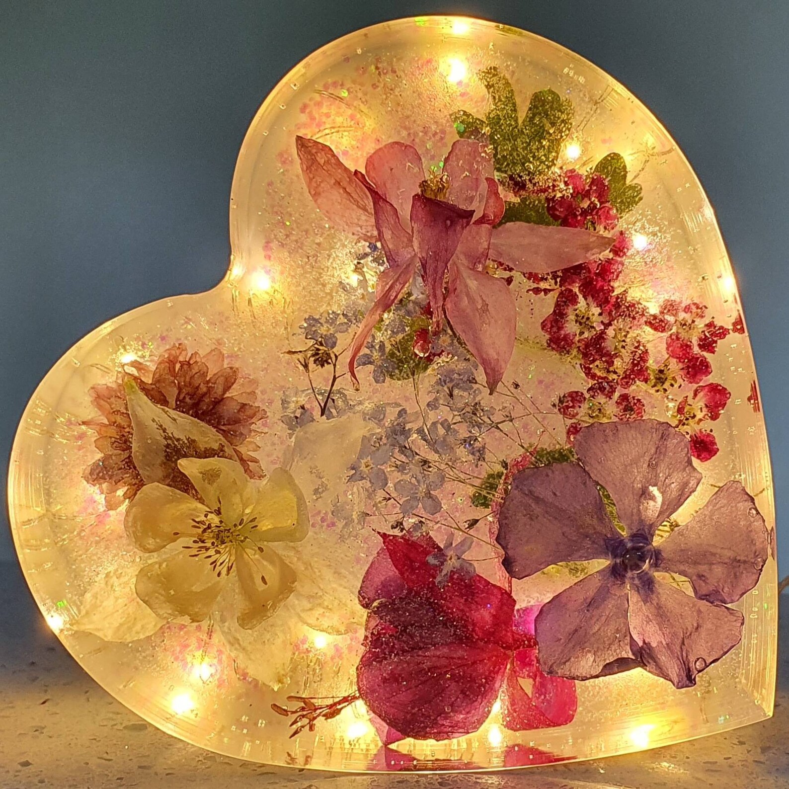 Personalised Heart Lamp with Lights Etsy
