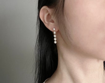 Swarovski Pearl Drop Earrings, Sterling Silver Dangle Earrings