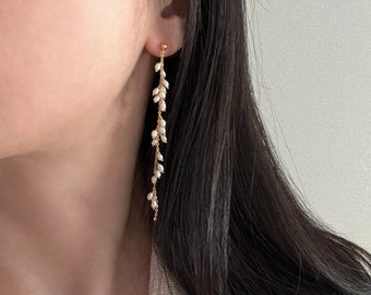 Dainty Freshwater Pearl Drop Earrings, Hand wired Pearl Earrings, Bridal Jewelry, Gift Idea