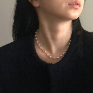 Freshwater Pearl Necklace, Hand Wired Pearl Necklace, Gold Filled Necklace, Baroque Pearl Necklace, Sailor&#39;s Clasp, Gift For Her, Gift Idea