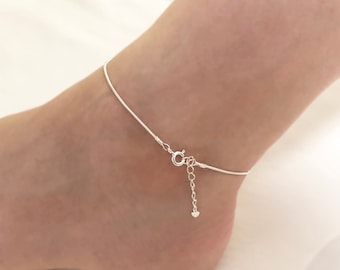 Snake Chain Anklet, 925 Sterling Silver Anklet, Summer Anklet, Simple Anklet, Gift Idea, Gift for her
