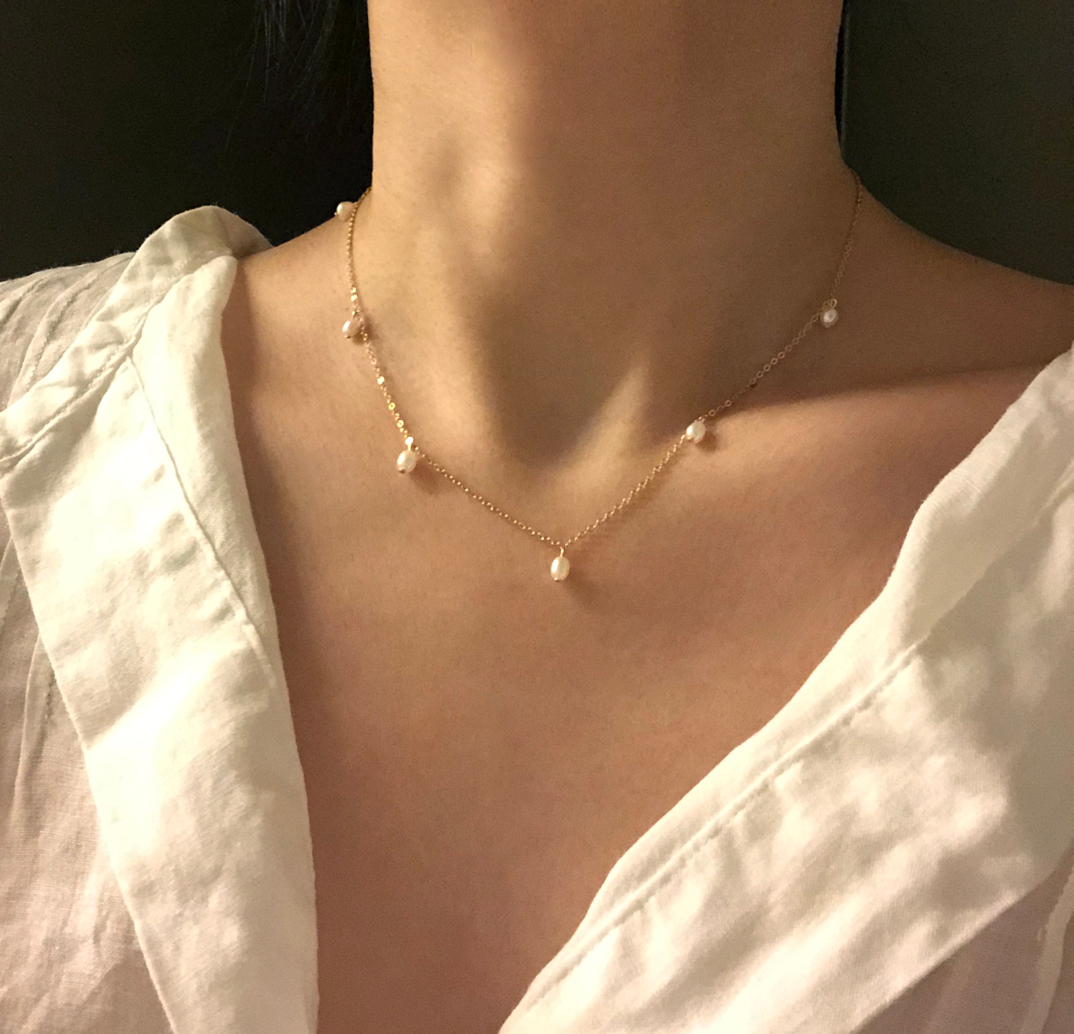 Collier Multi-Brins Perles D'Eau Douce Bronze Et Cuivre - Rempli D'Or 15 Pouces