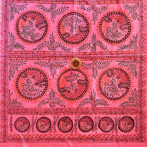 Kosh By Sanyukta Hand painted Saree, Madhubani Painting on Saree, Ethnic Wear, Indian Traditional Wear, Pink Saree, Sari with Madhubani Art