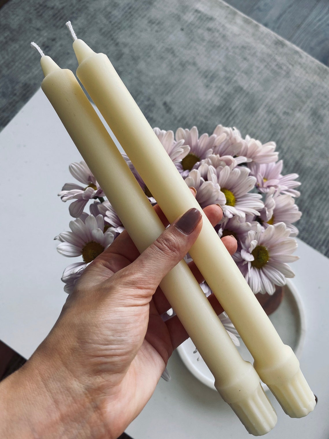 White 100 beeswax dinner candles taper ivory natural candles Etsy
