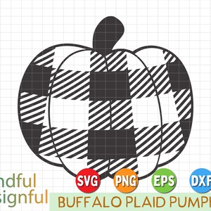 Buffalo Plaid Farmhouse Pumpkin Svg Png Eps Dxf, Cut File, Instant Download for Cricut, Silhouette, Glowforge, Sublimation