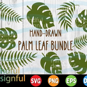 Palm Leaf Svg Bundle | Tropical leaf Svg Files | Palm Leaf Clipart | Palm Tree Leaves SVG | Palm Leaf Png | Cricut Silhouette Cut Files