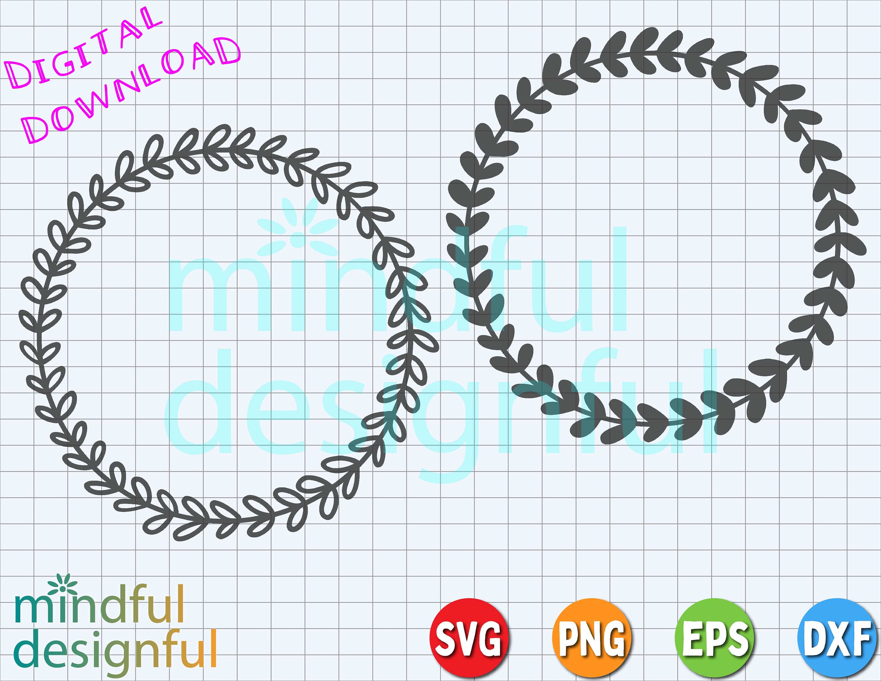 Laurel Wreath SVG PNG EPS Dxf Digital Files Wreath Cut File - Etsy
