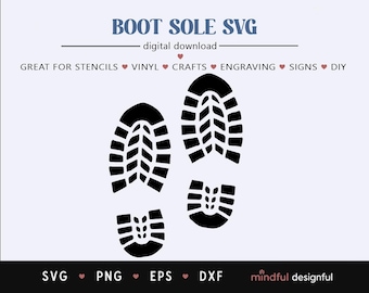 Hiking Boot Print SVG, Shoe Sole Stencil (Digital Design)