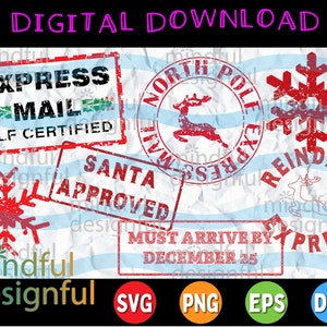 Kerst SVG-bundel | Kerstzegels | Verzegeling | Noordpool Express Mail | Rendierenexpress | Vectoren + png eps dxf