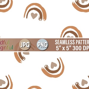 Seamless Boho Rainbow Pattern, Boho Rainbow Digital Paper PNG JPG
