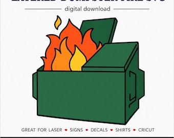 Layered Dumpster Fire SVG, Png, Eps, and DXF Files, Dumpster Fire Clipart, Trash Bin Svg