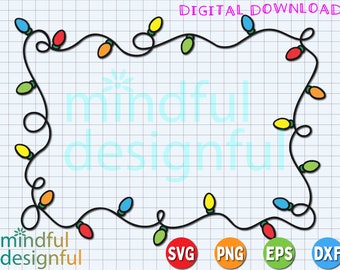 Christmas Lights SVG Cut File | Holiday Lights Border (Digital Download)