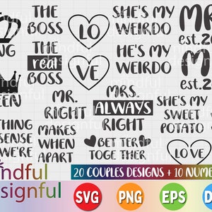 Paar Zitate Svg Bundle | Ehepaar Svg | Verlobte SVG Bündel | Pärchen Svg für Shirts | Paar Valentinstag Design | Ihr König Seine Königin