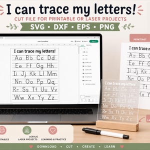 Alphabet Tracing SVG | Montessori Learning Board Cut File (Digital Download)