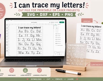 Alphabet Tracing SVG | Montessori Learning Board Cut File (Digital Download)