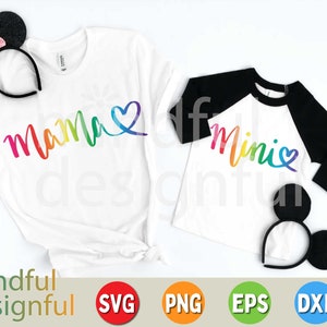 Regenbogen Mama SVG Mama und mich SVG PNG Eps Dxf | Mama Mini Svg | Regenbogen Baby Svg | Mama und mich Svg Regenbogen | Cricut | Silhouette