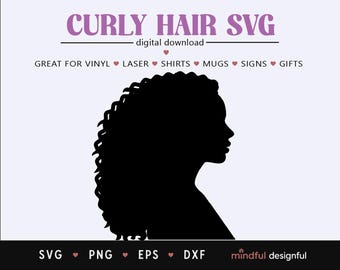 Curly Hair SVG | Silhouette digital download (svg, png, dxf, eps)