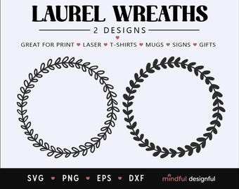 Hand Drawn Laurel Wreath (Digital Design - svg, png, eps, dxf)*Bundle S VG