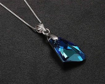 Bermuda Blue Haven Necklace with Austrian Crystals for Daughter, Wife or Girlfriend Birthday Anniversary Gift