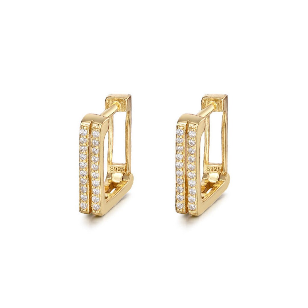 JWL Hoop Block Gold Vermeil or Sterling Silver Earrings for