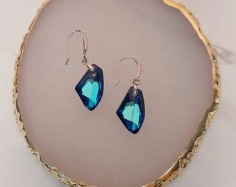 Bermuda Blue Crystal Earrings Made with Austrian Crystals Earrings for Daughter, Wife or Girlfriend Birthday Anniversary Gift