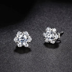 Everbloom Flower Earrings - Sterling Silver CZ Jewellery UK