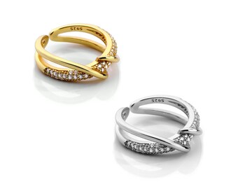 Lifelines Entwined Ring in Sterling Silver or Gold Vermeil, present for Daughter, Wife or Girlfriend Birthday Anniversary Gift