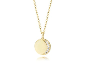 Crescent Coin Gold Plated Necklace for Daughter, Wife or Girlfriend Birthday Anniversary Gift