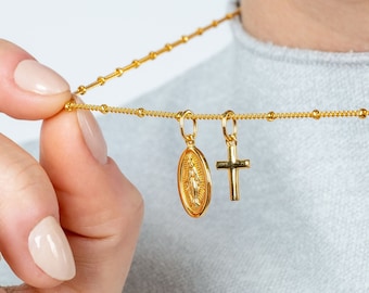 Milagro 'Miracle' Necklace, Virgin Mary and the Cross on a Satellite Chain, Religious Gift, Faith Gift UK Business