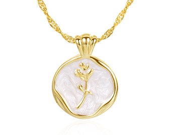 Golden Rose Pendant 18ct Gold Vermeil Necklace for Daughter, Wife or Girlfriend Birthday Anniversary Gift