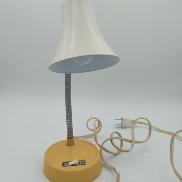 Vintage Underwriters Laboratories Beige Portable Gooseneck Desk Lamp Retro - Works