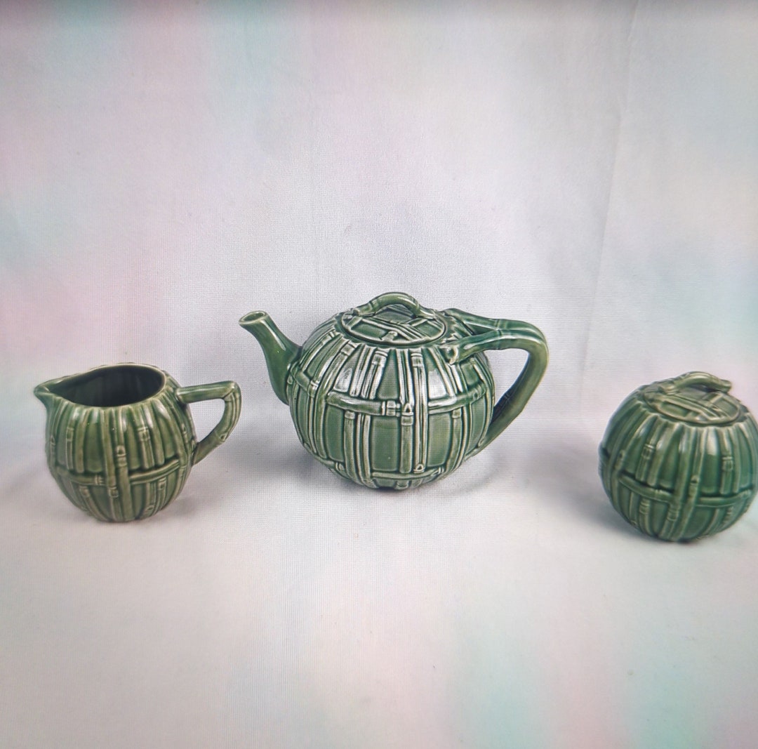 Vintage Bordallo Pinheiro Bamboo Design Teapot Cream and Etsy