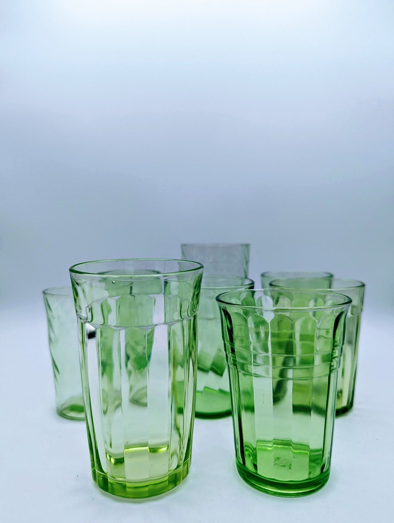 Assorted Green Glasses Tumblers Depression Vintage Etsy