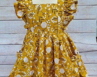 little girl mustard yellow dress