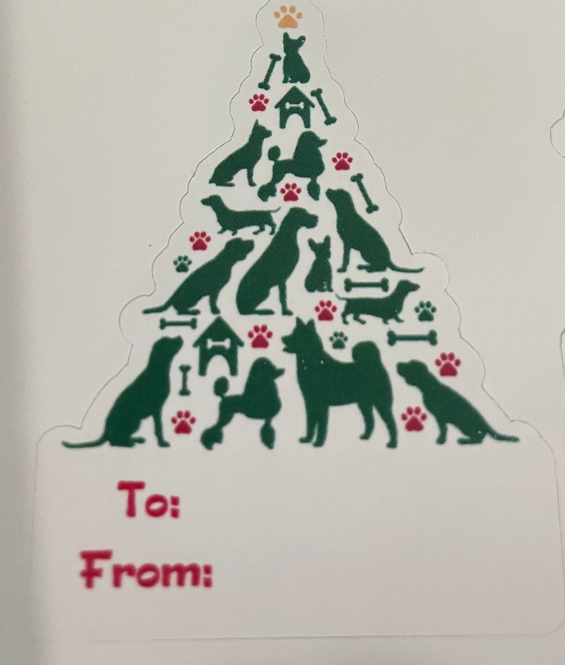 Dogs Cats Christmas Gift Tags - Funny Christmas Tags For Pet Lovers Friend  - Christmas Tree Mini Cards 