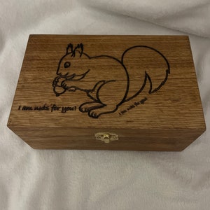 Wooden Squirrel Design box for keepsakes