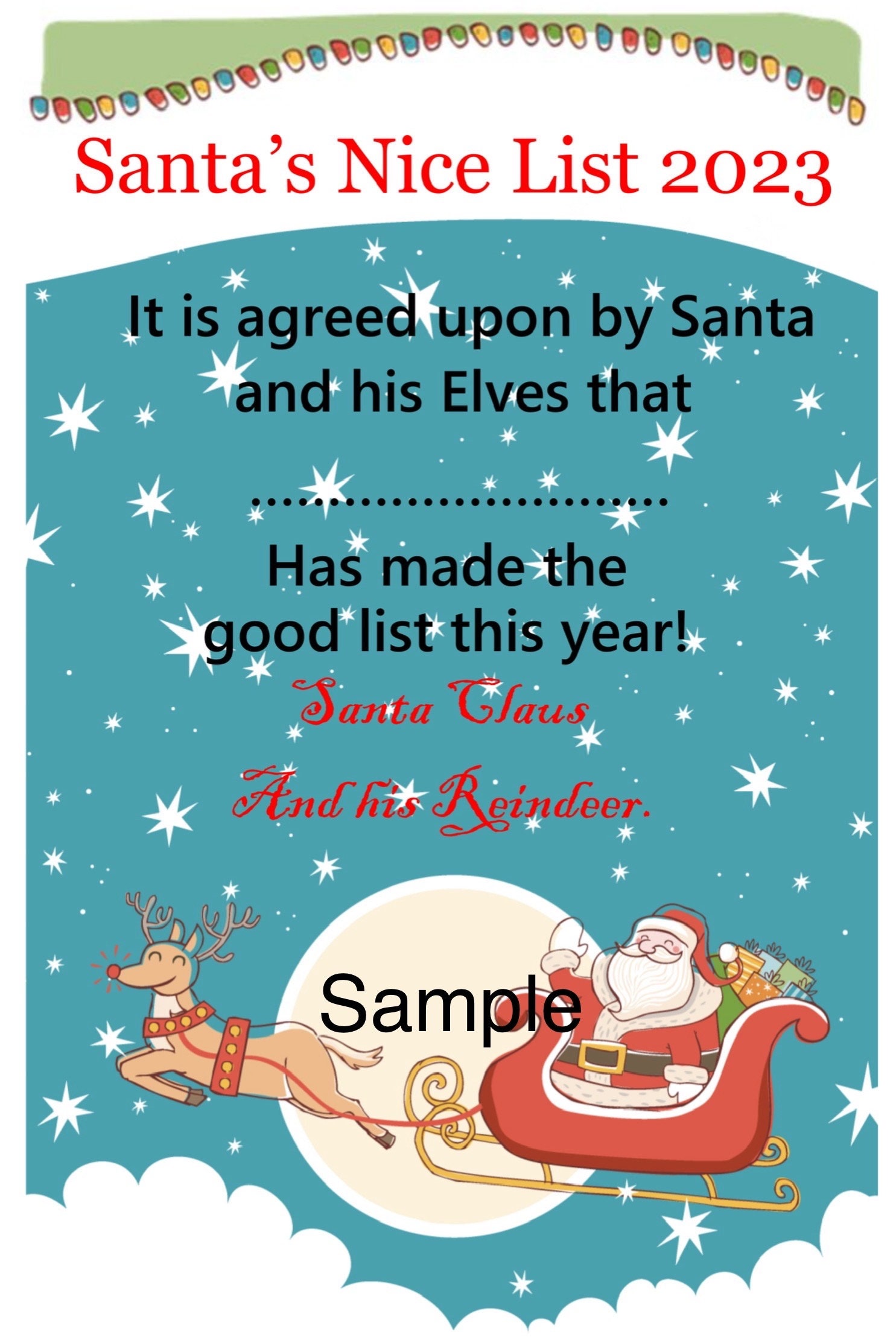 Santas Nice List Download for Print. Etsy