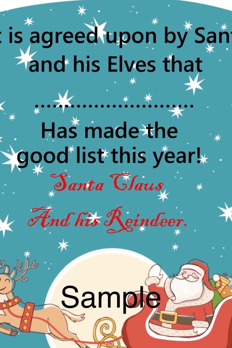 Santas Nice List Download for Print. Etsy