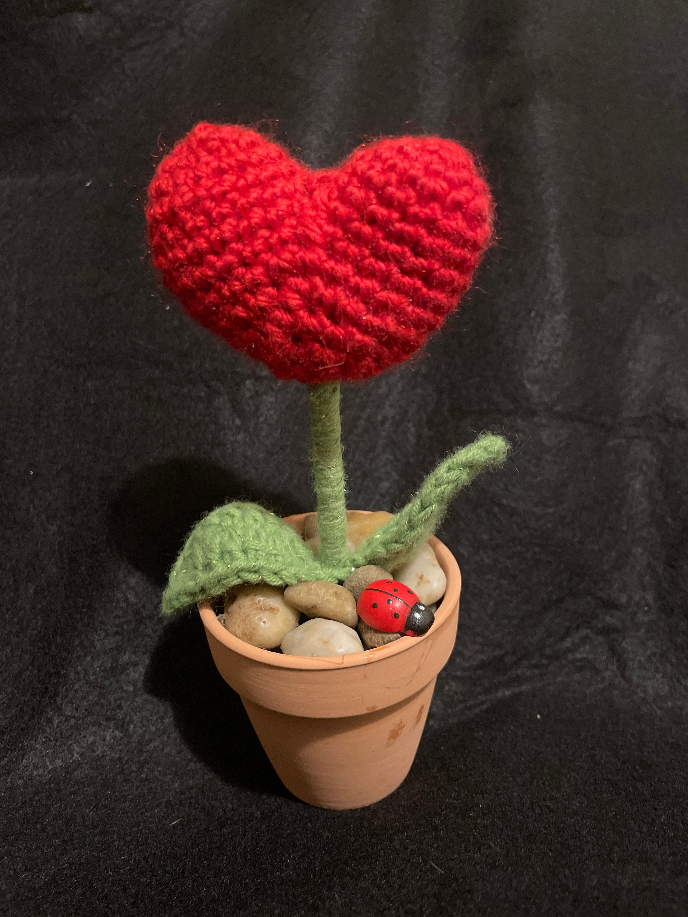 Heart Crochet Plant Heart Flower Etsy
