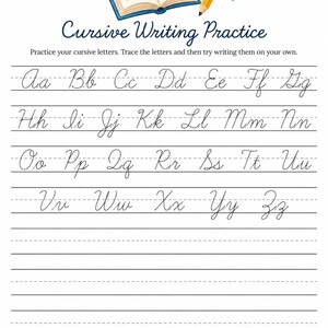 Cursive Writing Alphabet Practice Page Download - Etsy Australia