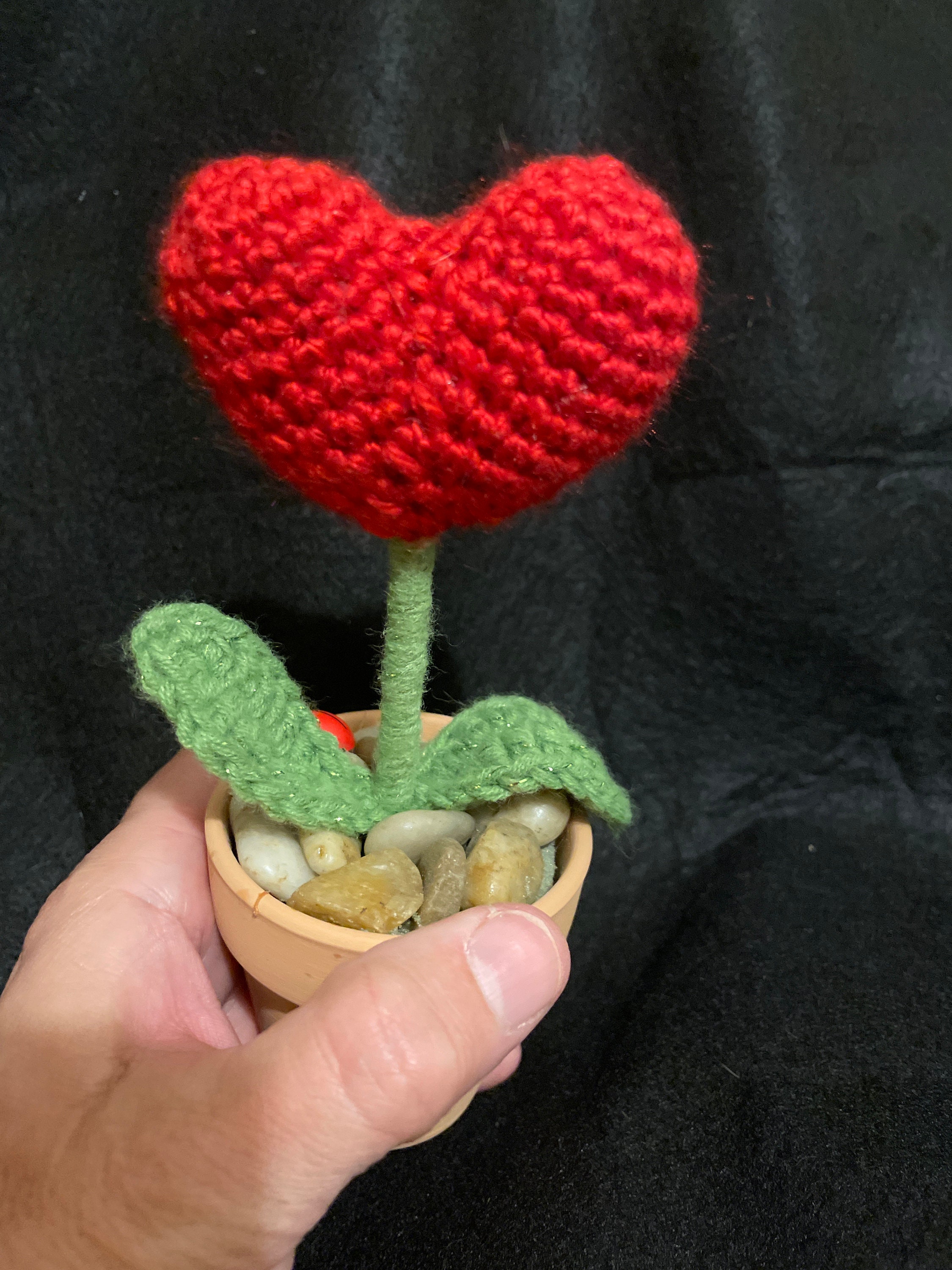 Heart Crochet Plant Heart Flower Etsy