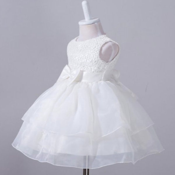 Beautiful White baby occasion dress, baby christening dress, lace formal dress, princess dress