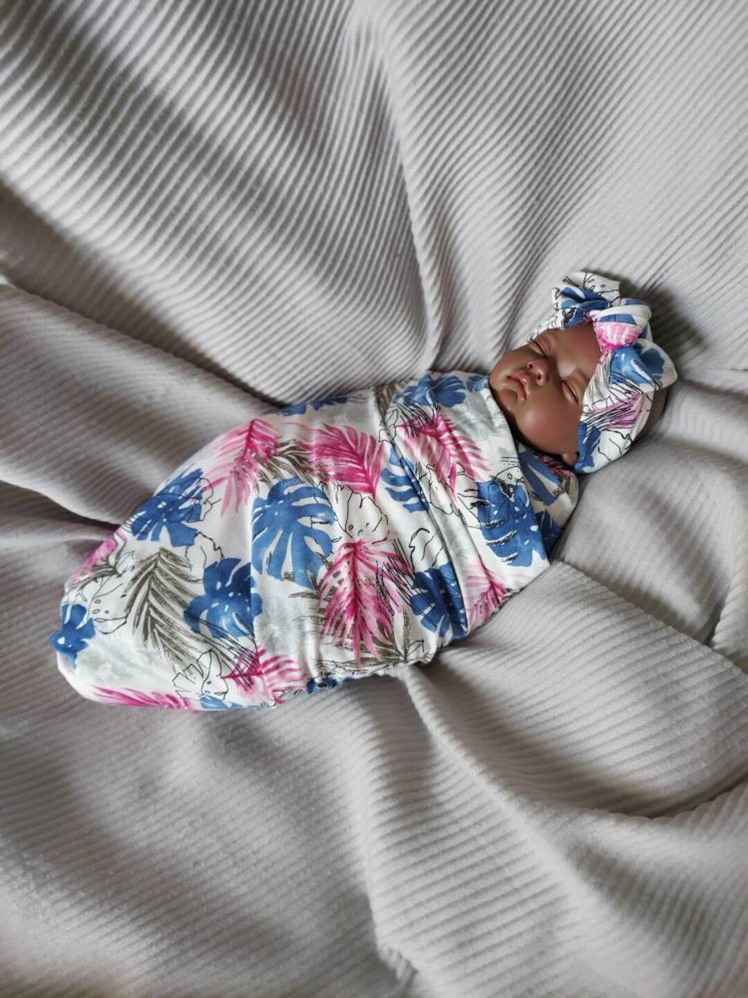 Neugeborenen Baby Mädchen Swaddle Passendes Set Spucktuch und Etsy.de