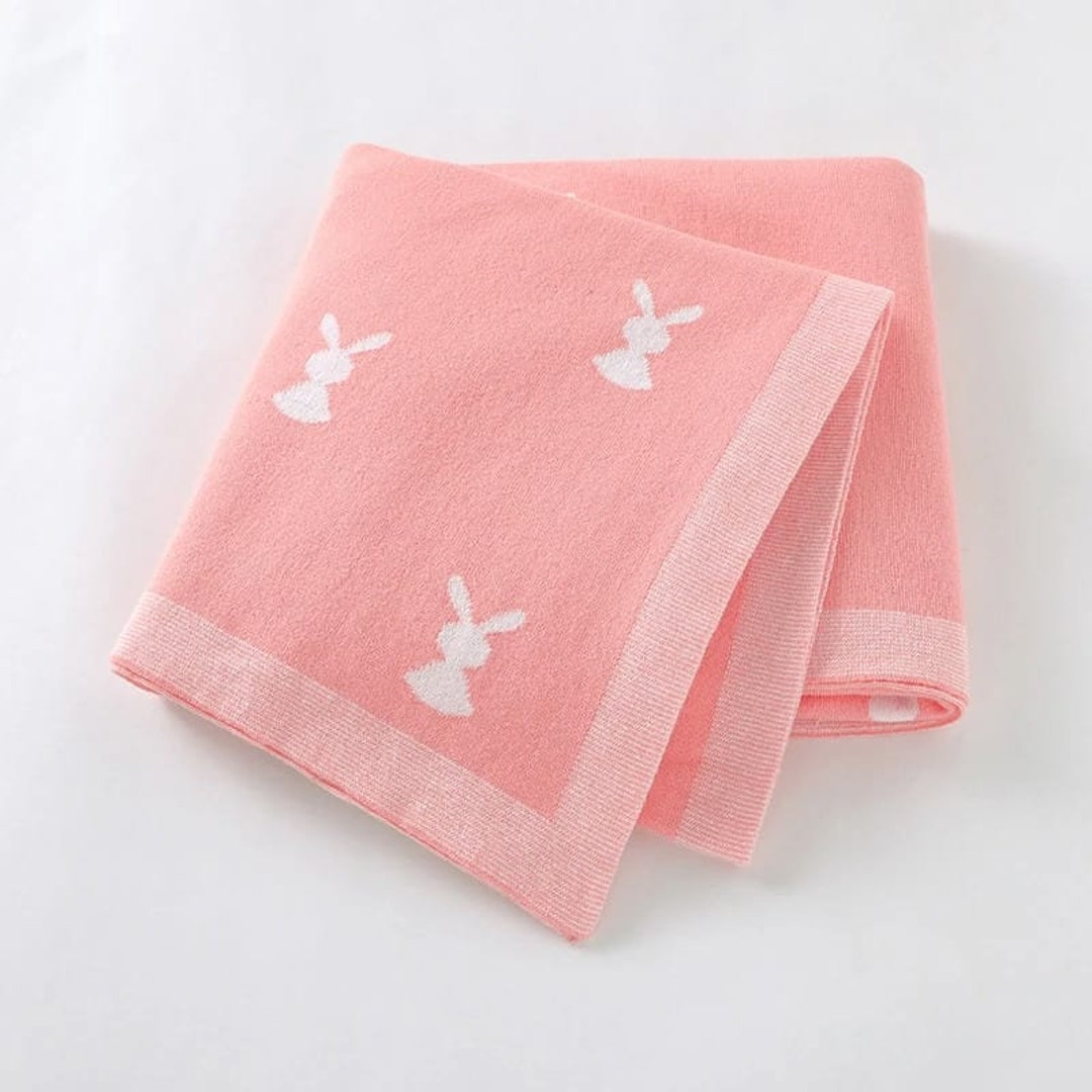 Rabbit Print Pink Cotton Blanket Easter Baby Blanket Etsy Canada