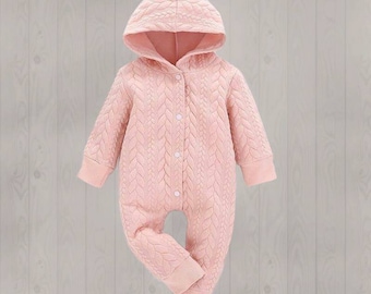 Pink hooded Onesie/Jumpsuit - Cotton