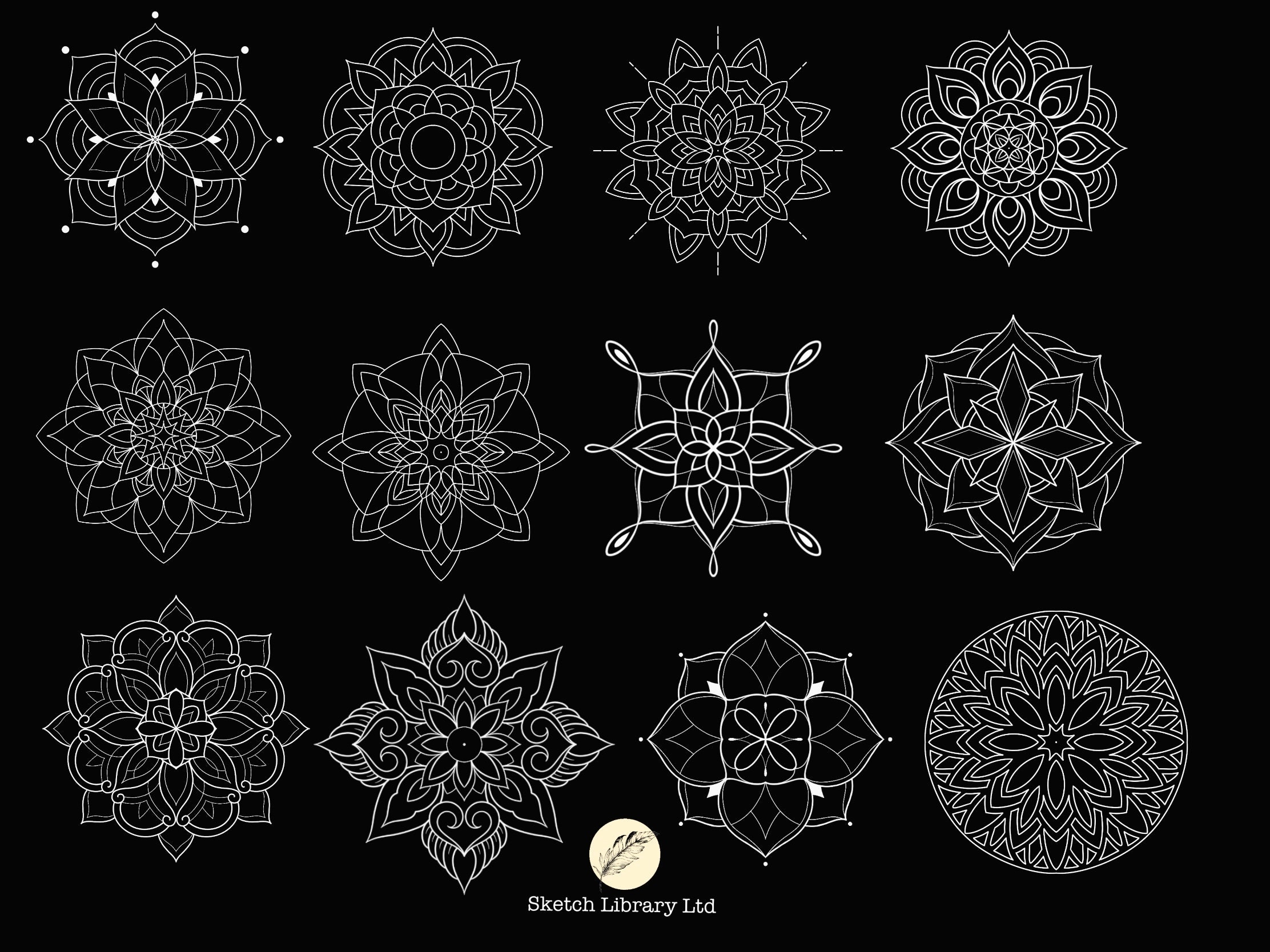 40 Mandalas Stamps Brushes for Procreate Tattoo Design & - Etsy